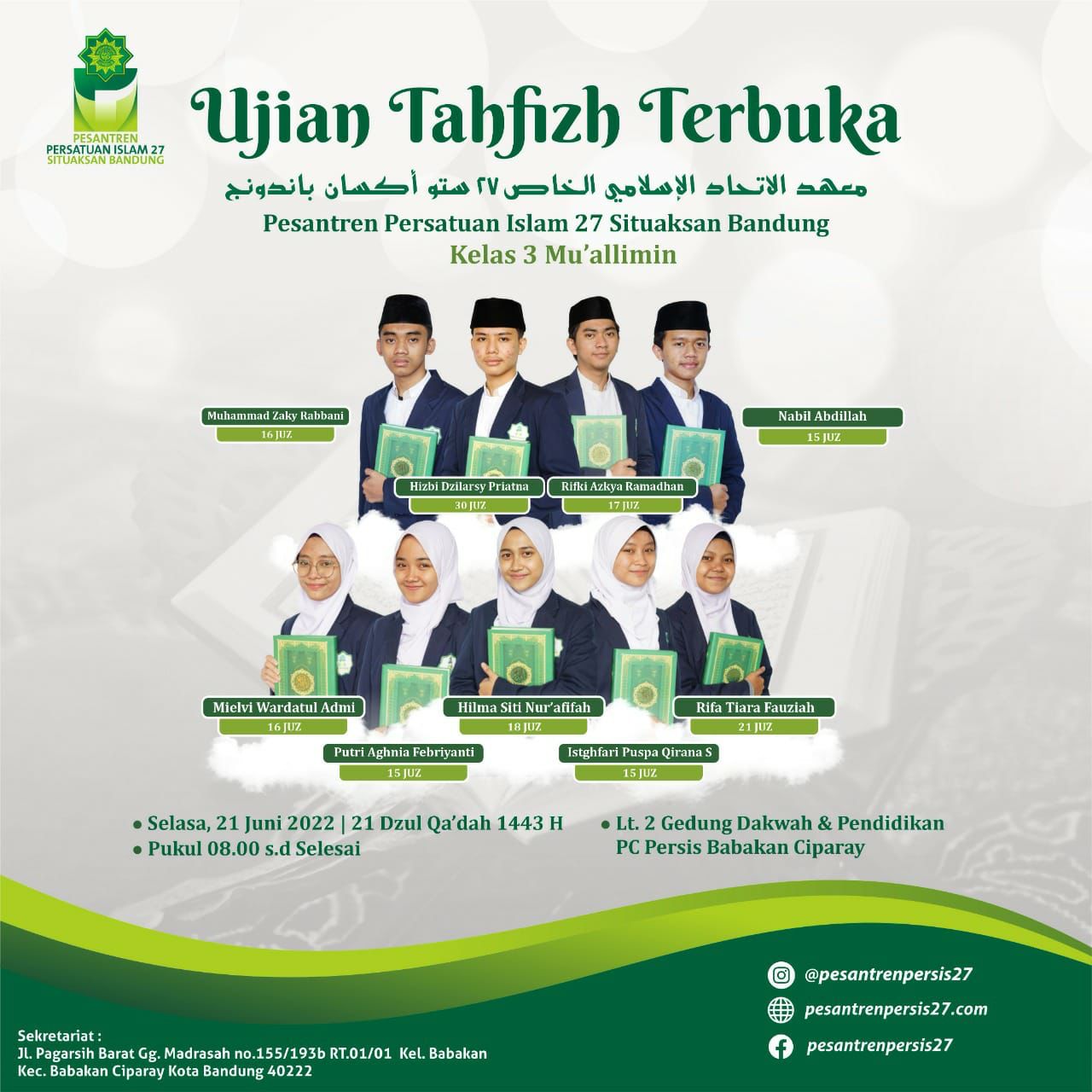 Ujian Tahfizh Terbuka Pesantren Persatuan 27 Situaksan Bandung