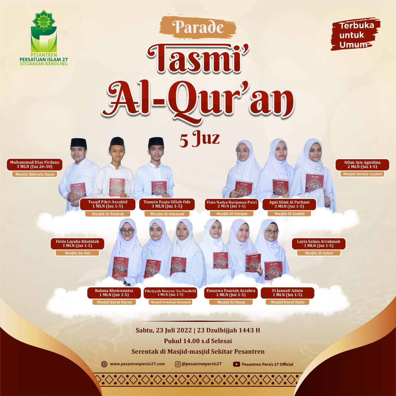 Parade Tasmi al-Quran 5 Juz Santri Pesantren Persis 27 Situaksan Bandung (21/07/22)
