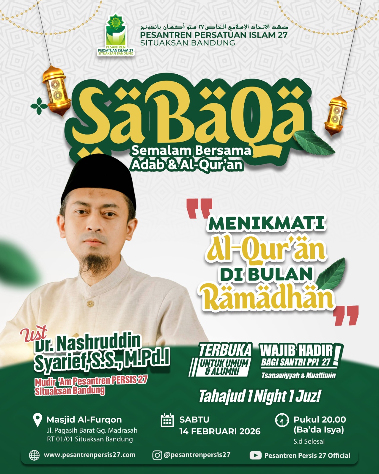 SEMALAM BERSAMA ADAB DAN AL-QUR’AN (SABAQA) 15022026